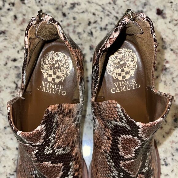 Vince Camuto Bibestie‎ Bootie Brown/Beige Snake Print Leather Size 7.5 - Picture 5 of 7